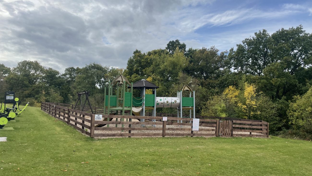 Child play area with huge climbing frame at bank Farm Holiday park.