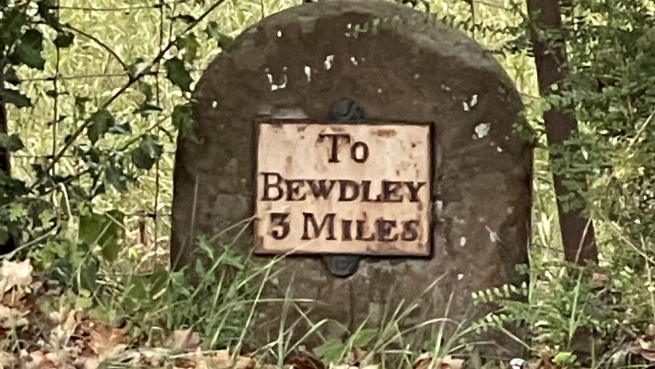 An old stone sign post, to Bewdley 5 miles