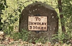 An old stone sign post, to Bewdley 5 miles