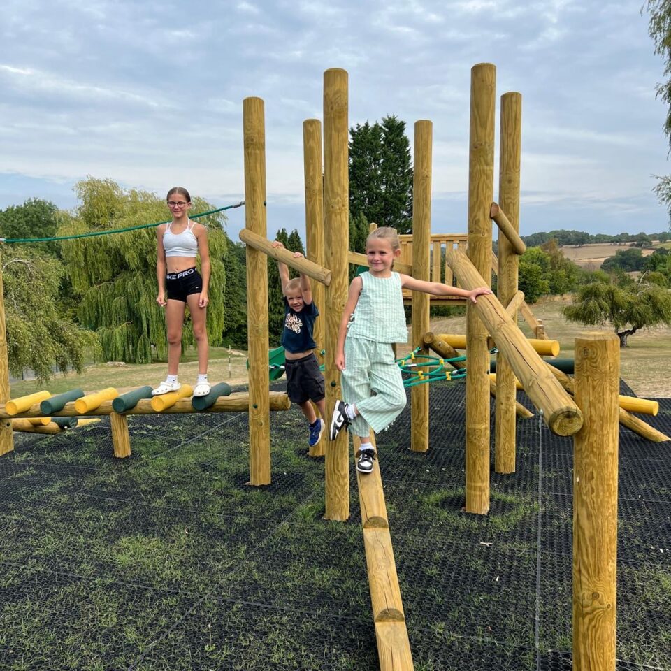Children's play area climbing frame