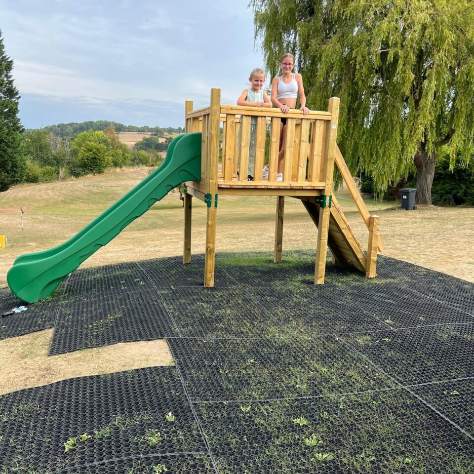 Children's play area children on slide