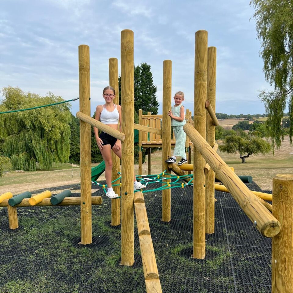 climbing frame with kiddies at play