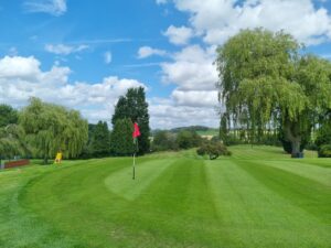 The mown pitch and putt golf course at Bank Farm Holiday Park.