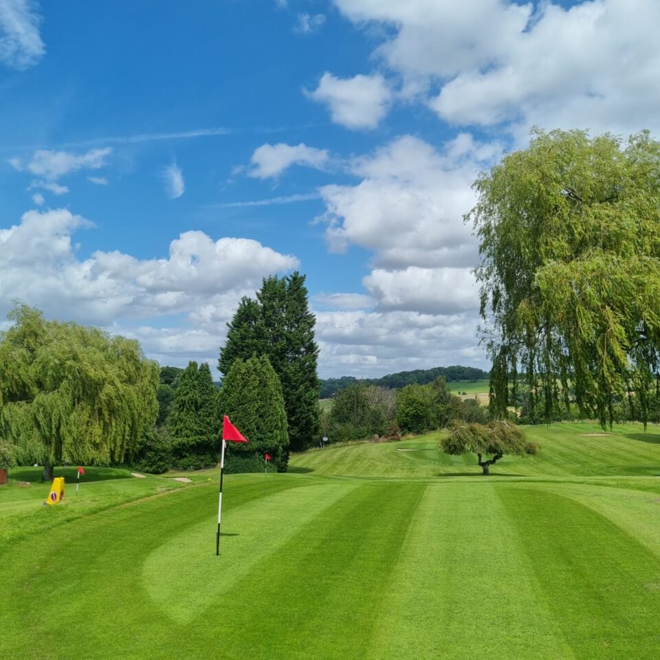 The pitch and putt golf course at bank farm after mowing
