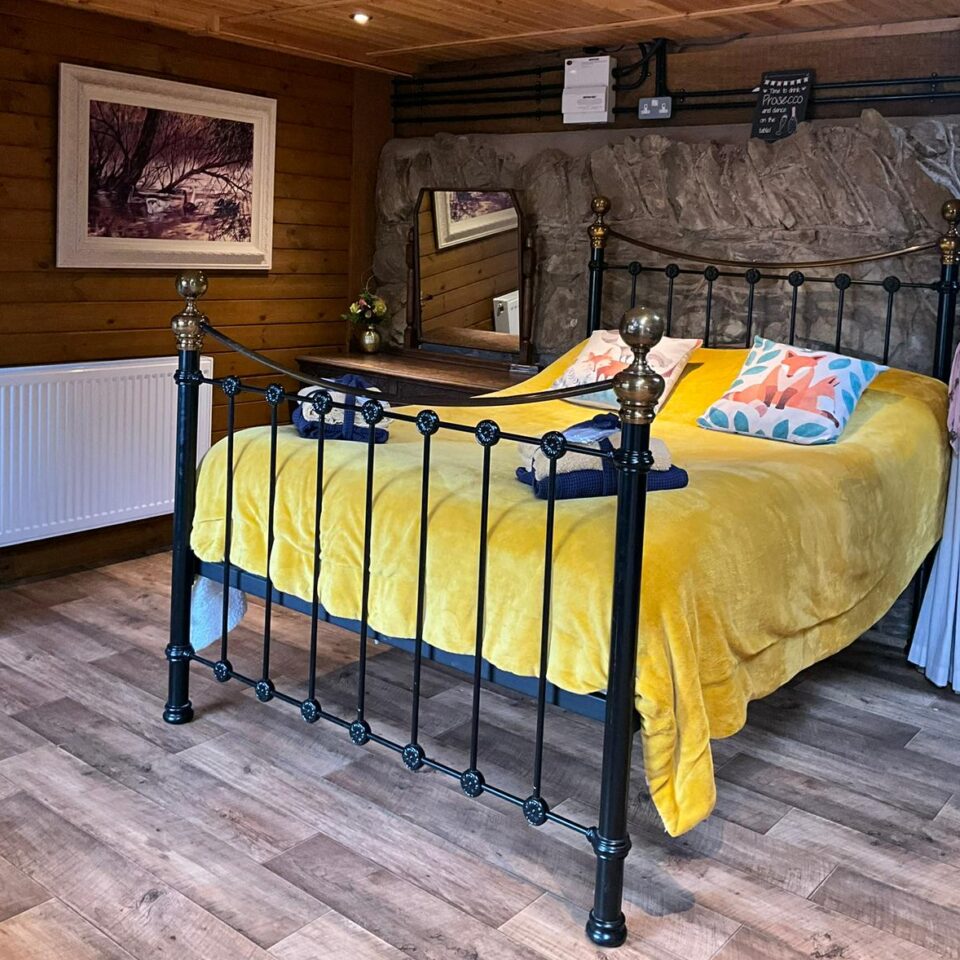 The double in bed in the Glamping Lodge