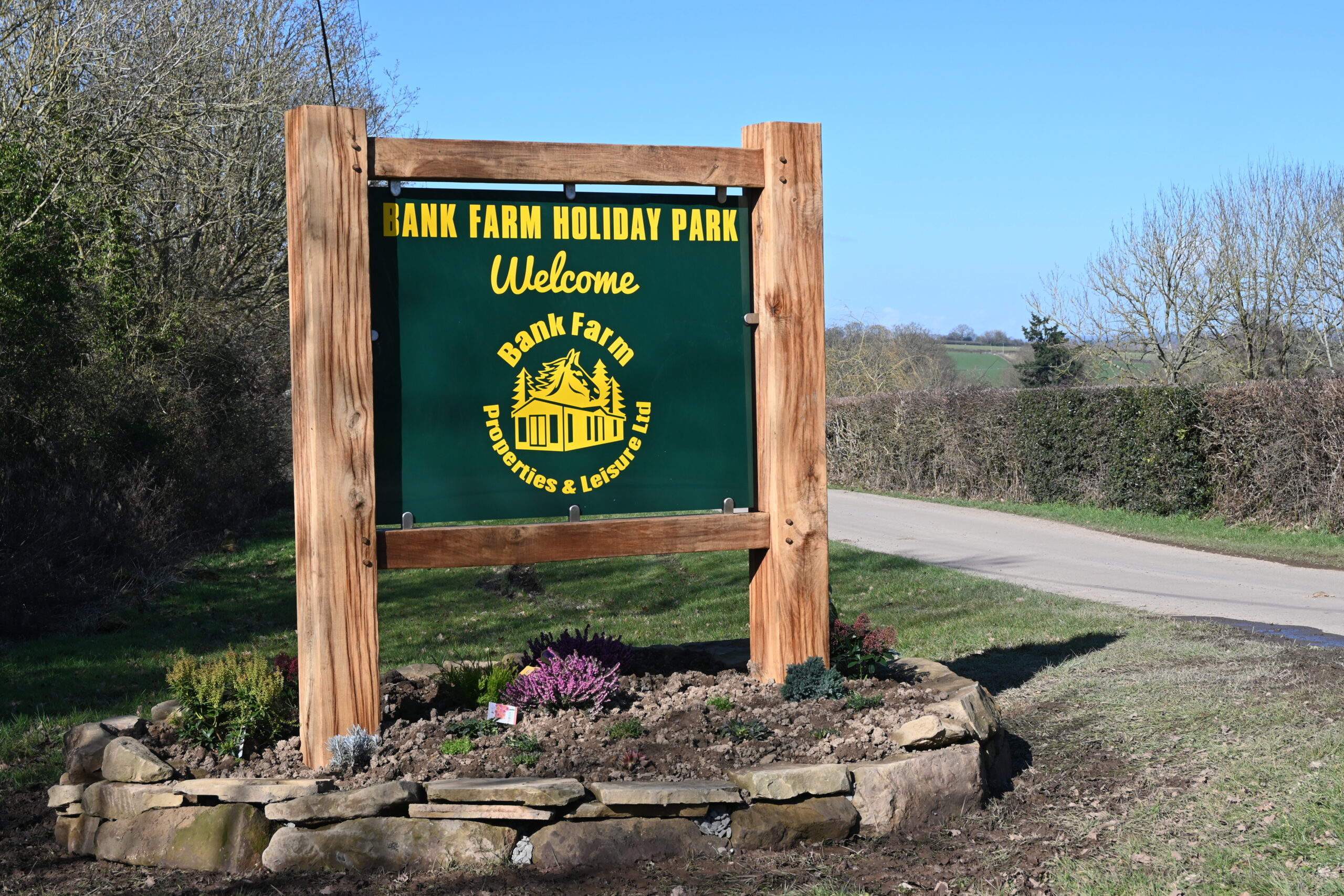 Entry sign to Bank Farm Holiday Park